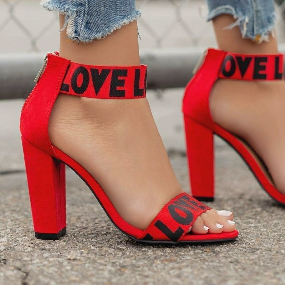Red Love Block Heel